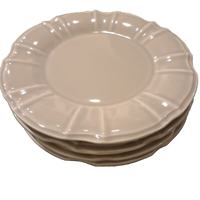 #ad Euro Ceramica Chloe Set 4 Salad Plates Taupe Scalloped 8.75quot; New $49.00