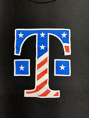 #ad T Mobile Shirt Mens M Medium Black Short Sleeve Employee Gear American Flag Logo $15.99