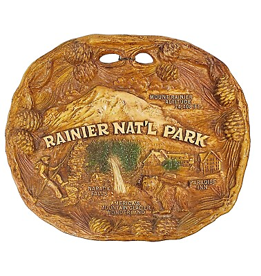 #ad Rainier National Park Souvenir Plaque Tray TACO Made in USA Wall Hanging $29.95