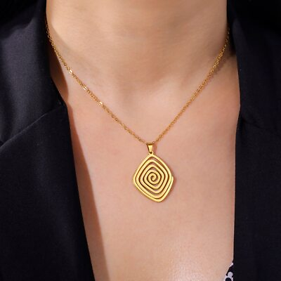 #ad Irregular Spiral Swirl Pendant Necklace Stainless Steel for Women Fashion Gifts $6.59
