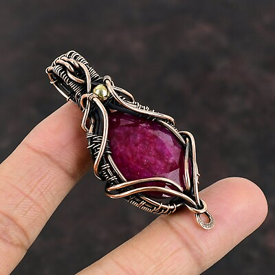#ad Women Day Gift Gemstone Copper Sister Gift Wire Wrapped Pendant 2.56quot; $23.70