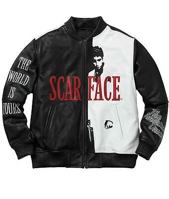 #ad Men#x27;s Scarface Tony Montana Al Pacino Real Genuine Leather Jacket FREE RETURNS $112.99
