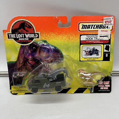 #ad NIP vtg 1997 Matchbox Lost World Jurassic Park HOOK TRUCK Tracker Trapper raptor $24.99