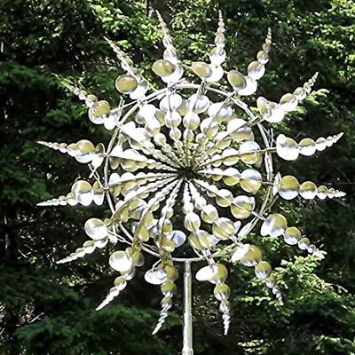 #ad Wind Powered Kinetic Sculpture Unique And Magical Metal Windmill Spinner Garden $17.99