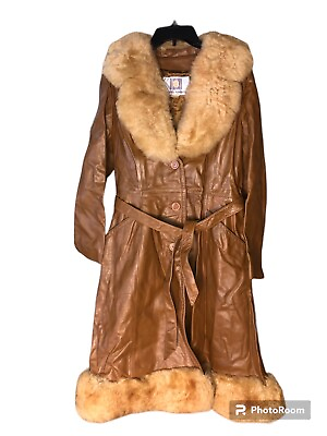 #ad Lantry Leathers Belted Leather Coat With Lamb Fur $325.00