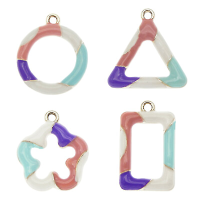 #ad 8pcs Colorful Assorted Alloy Geometric Frame Pendant Charms Jewelry DIY Making $3.51