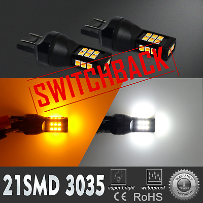 #ad Alla Pair LED 7443NA White Parking Light Yellow Turn Signal On One Single Bulb2 $19.98