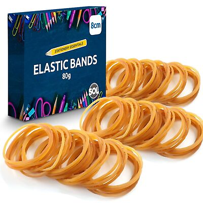#ad 215 430 Natural Elastic Rubber Bands Size 18 Strong Stretchy 80mm x 1.5mm Office GBP 3.79