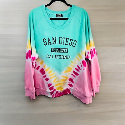 #ad Vintage Jolie and Joy Tie Dye Rainbow San Diego Light Sweatshirt Comfy Size 2XL $25.00