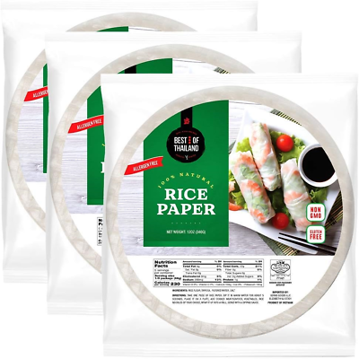 #ad Best of Thailand Round White Rice Paper Wraps 3 Pack Perfect for Fresh Rolls $15.13