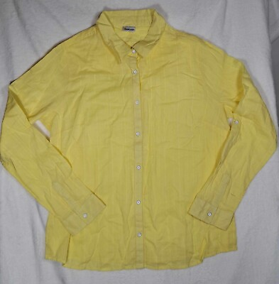 #ad 👚Damart long sleeve Womens Yellow Blouse Lightweight Button Size 14👚 $5.99
