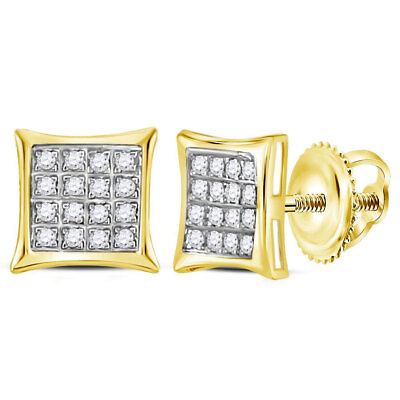 #ad 10k Yellow Gold Diamond Square Kite Cluster Stud Earrings 1 10 Ctw $149.59