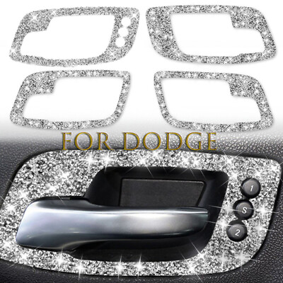 #ad 4 Pcs Bling Diamond ABS Car Inner Door Handle Frame Cover Trim For Dodge Charger $38.50