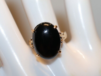 #ad 14k Oval Black Jade Dyed Ring Size 6 1 2 4.64 Grams $219.99