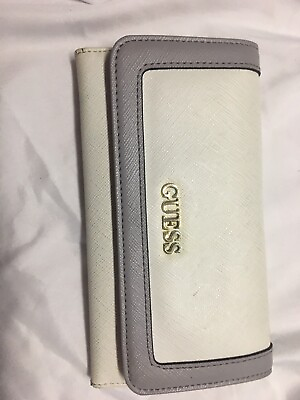 #ad Guess White Trifold Wallet White amp; Gray $23.18