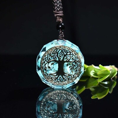 #ad Tree Of Life Orgonite Pendant Necklace Natural Turquoise Crystal Healing Pendant $18.32