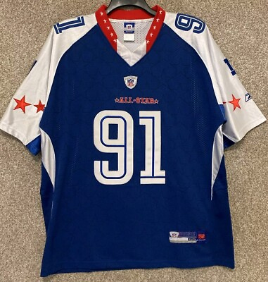 #ad Reebok NFL Mens New York Giants Justin Tuck 2009 Pro Bowl Jersey Size 50 Sewn $59.99