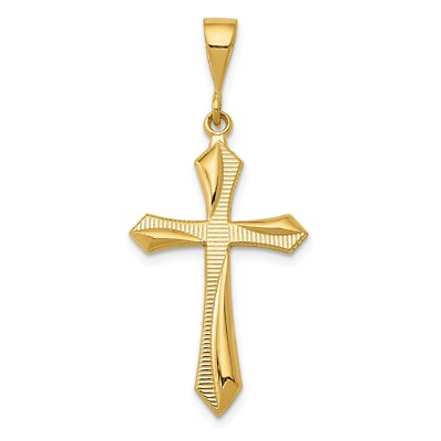 #ad Real 14kt Yellow Gold Passion Cross Pendant $142.01