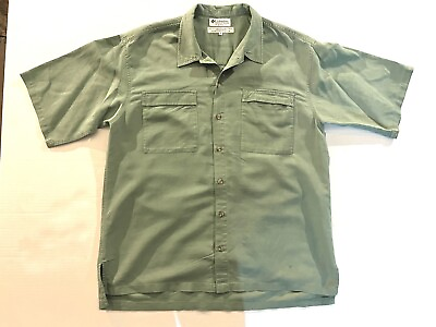 #ad Columbia Short Sleeve Button Up Shirt Men’s L Green Front Pockets FREE SHIPPING $20.00