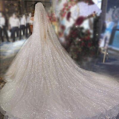 #ad Luxury Sparkle Wedding Veils Women Elegant Styles Headwear Cut Edges Bridal Veil $13.49