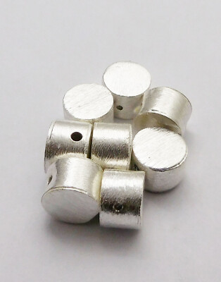 #ad 16 PCS 8X6MM CYLINDER BRUSHED BEAD STERLING SILVER PLATED 120 UFL 59 $5.99