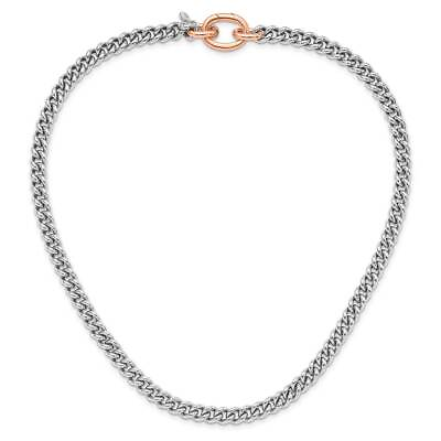 #ad #ad Sterling Silver Rhodium Plated and Rose gold plated Curb Link Necklace 18quot; $406.80