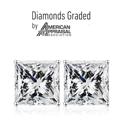 #ad Certified 2.00 Carat F VS1 Princess Lab Diamond Push Back Studs 14K White Gold $1335.51