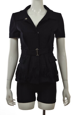#ad CNC Costume National Womens Jacket Size 26 40 Navy Blue Blazer Wool Short Sleeve $39.99