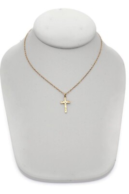 #ad Vintage Gold Filled Cross Pendant Necklace 14quot; Childs $29.99