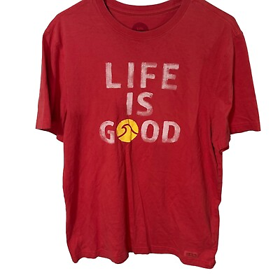 #ad Life is Good Men#x27;s Size M Red T Shirt Do what you love love what you do $11.49