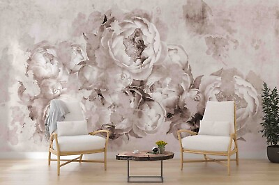 #ad 3D Hand Drawn Gray Floral Wall Murals Wallpaper Murals Wall Sticker Wall 71 AU $199.99
