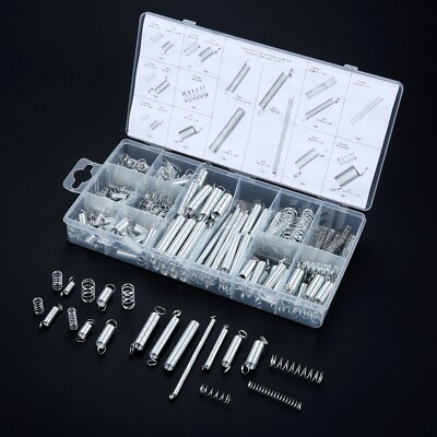 #ad 200pcs Assorted Small Metal Bulk Loose Steel Coil Spring Assortment Kit with Box $19.35