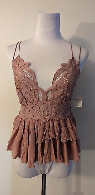 #ad New Free People Intimately sz S Adella Cami Tank Top blouse dusty mauve fp2 $19.99