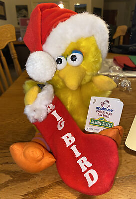 RARE 1984 Christmas BIG BIRD w Red Stocking Applause Sesame Street Plush w Tags $19.99