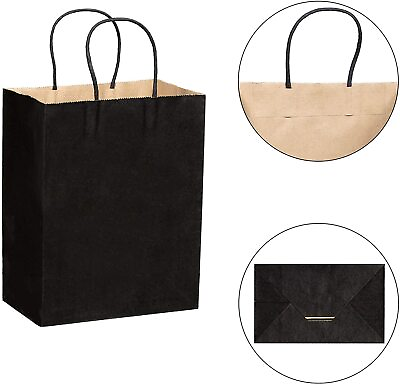 Black Paper Bags with Handles 6.25x3.5x8 100Pcs. Paper Shopping BagBulk Gift. $27.99