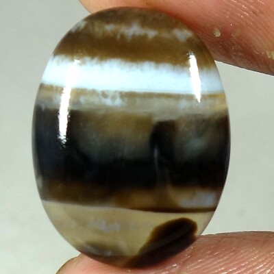 #ad 100% Natural Banded Agate Oval Cabochon Nice Gemstones 21.00Cts 18x 23x 07mm $6.99