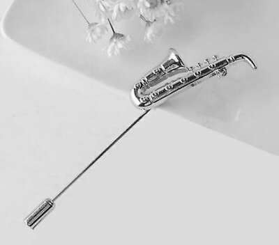 #ad Solid 935 Silver Fashion Music Instrument Saxophone Suit Beautiful Lapel Pin $265.00