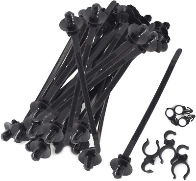 #ad 50Pcs Black Fir Tree Nylon Push Mount Cable Zip Tie 8.3quot;X0.18quot; $12.69