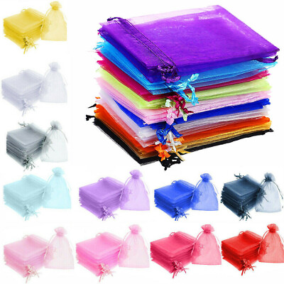 #ad #ad 100 pc Sheer Drawstring Organza GIFT Bags WEDDING Jewelry Pouch Party Favor 2x3quot; $5.99