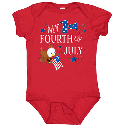 #ad Inktastic My First Fourth Of July Eagle Infant Creeper Kids Bald Flag Stars Fun $18.99