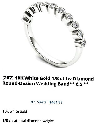 #ad 10k white gold 1 8 ct tw diamond Round design $200.00