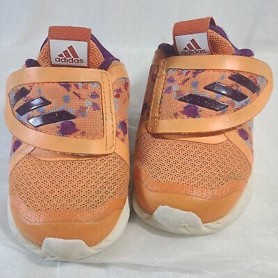 Adidas Frozen Girls Fortarun Running Shoes Orange Purple EF9746 Straps Size 5 $15.25