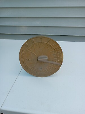 #ad Vintage Brass Gold Sun Dial By CHARM GLOW 9quot; Diameter ON A 30quot; STEEL POLE TRL7 $86.25