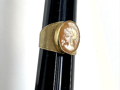 #ad 14K Yellow Gold Mans Roman Soldier Cameo Ring Size 10.25 **SEE VIDEO** 8 Grams $520.00