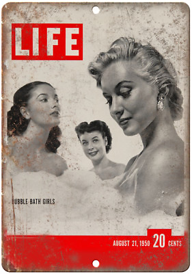 #ad LIFE Magazine August 1950 Bubble Bath Girls 12quot; x 9quot; Reproduction Metal Sign C74 $23.95