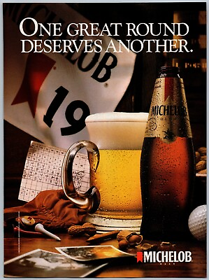 #ad Michelob Beer One Great Round Deserves Another Oct 1988 Full Page Print Ad $11.99