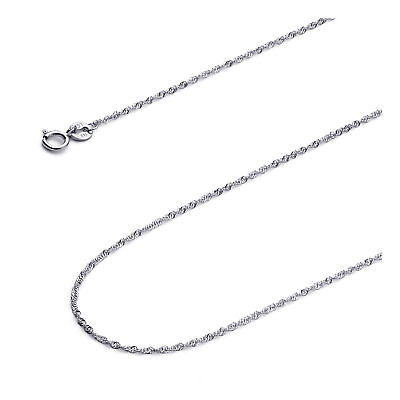 #ad Wellingsale 14k White Gold Solid 1.2mm Singapore Chain Necklace $112.00