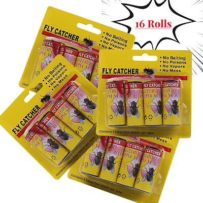 #ad #ad 16 Rolls Sticky Fly Trap Paper Insect Bug Catcher Strip Fly Sticker Non Toxic $5.89