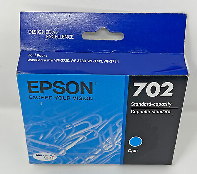 #ad Epson 702 Cyan Standard Capacity May 2026 New Unopened Ink Cartridge $15.96