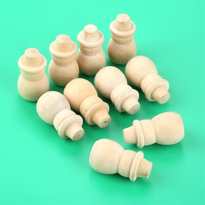 #ad 10Pcs Unfinished DIY Crafts Toy Natural Wooden Peg Dolls Snowman for Paint Stain $7.17